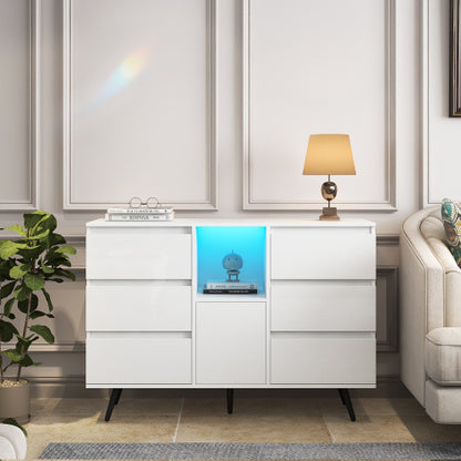 Storage Cabinet With White High Gloss LED Light