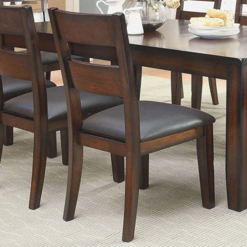 Dark Cherry Finish Solid Wood Transitional Style Kitchen Set Of 2pcs Dining Chairs Bold Sturdy Design Chairs Dining Room Furniture Padded Leatherette Seats