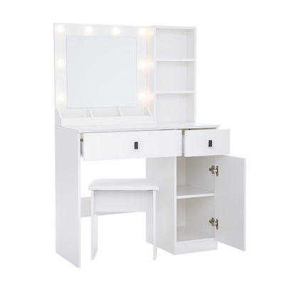 Vanity Desk With Lights, Vanity Set With Mirror, Makeup Vanity Desk With Large Drawers  Three Level Storage Dreeser, VanitysVanities With 3 Lights Brightness Adjustable For Bedroom, White