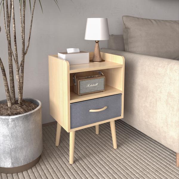 Bedside Table With Foldable Fabric Drawers