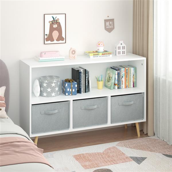 Children's Bookcase With Foldable Fabric Drawers, Children's Book Display, Toy Storage