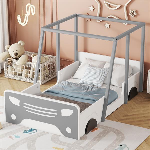 Wooden Bunk Bed Design With Wheels And Doors, Montessori Style Bedroom Double Car-shaped Bed,