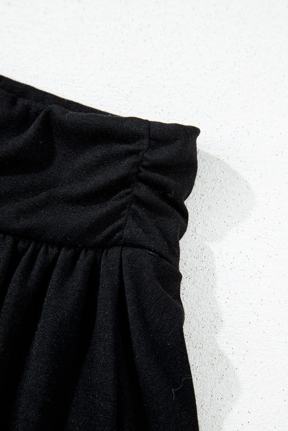 Black Ruched Wide Waistband Plain Skort