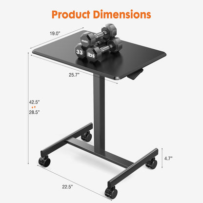 Adjustable Rolling Desk Laptop Computer Cart For Home  Office  Classroom Overbed Table