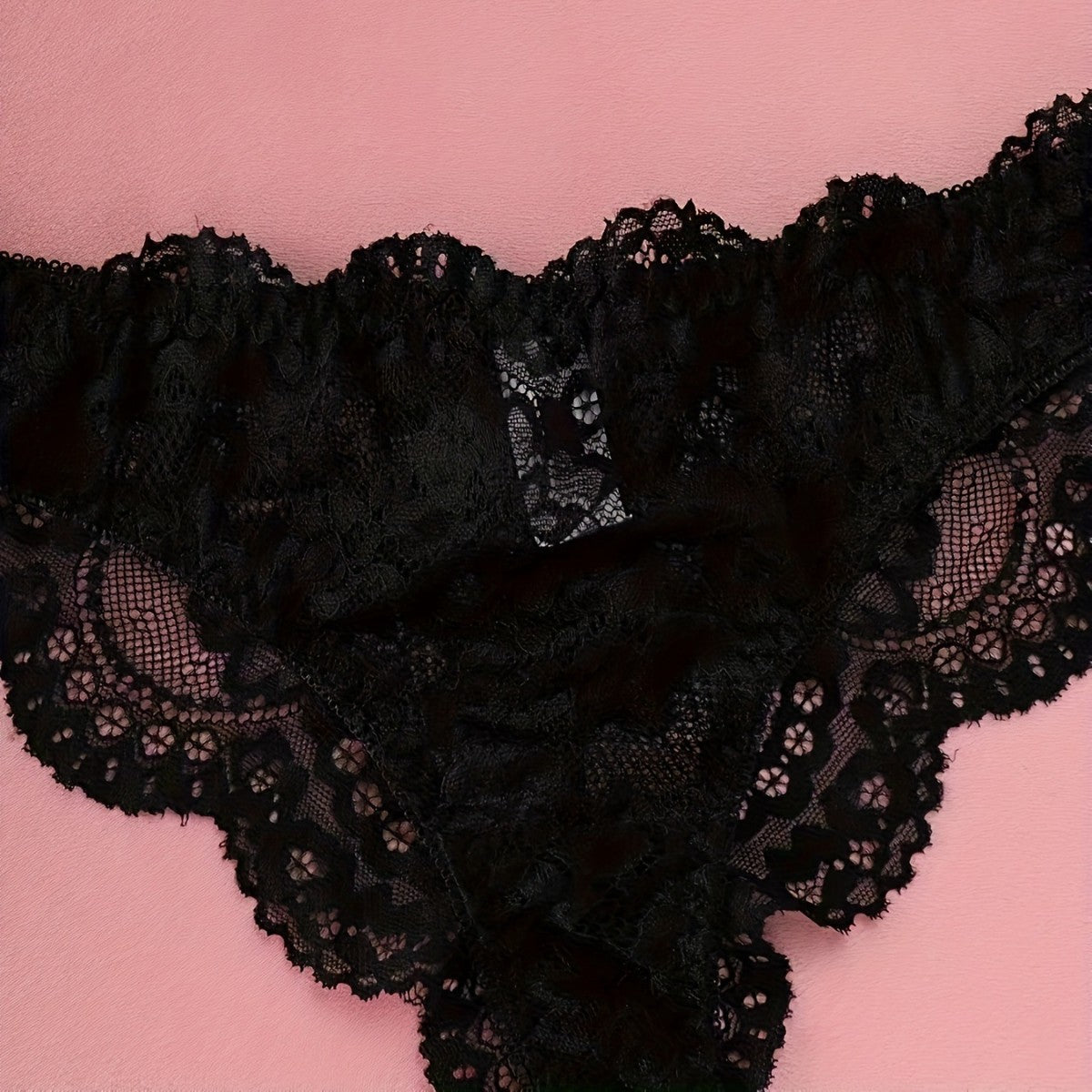 Black Floral Lace Underwear Suit