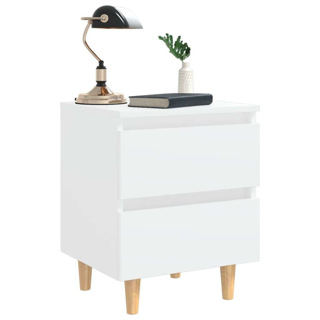 vidaXL Bed Cabinets with Solid Pinewood Legs 2 pcs White 40x35x50 cm