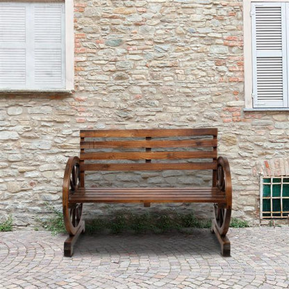 Carbonized Wooden Wheel Bench