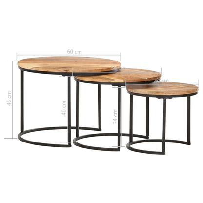 vidaXL Nesting Tables 3 pcs Solid Acacia Wood