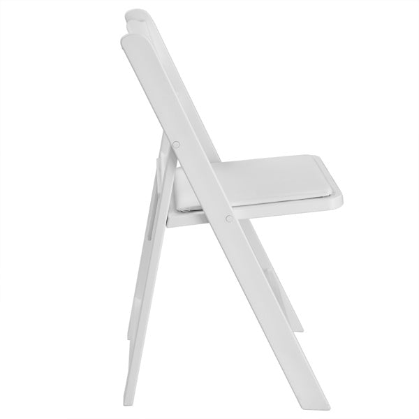 4pcs White All Plastic With Cushion, Courtyard Plastic Folding Chair