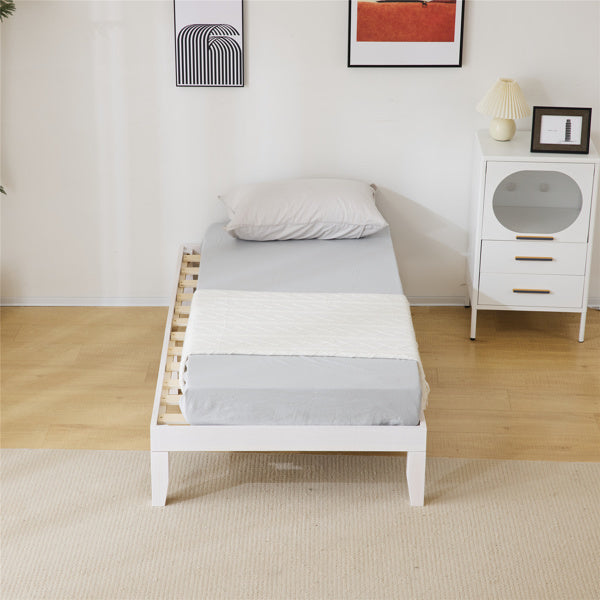 Basic Bed Frame Washed White Wooden Bed