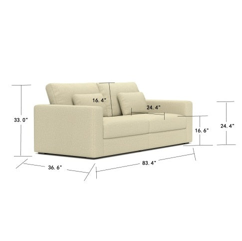 83 Modern Sofa Couches For Living Room  3 Seater Sofa With Detachable Cover   Double Cushioning,Natural