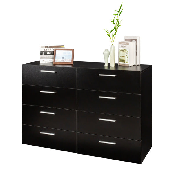 Black Particleboard Eight Drawer Cabinet