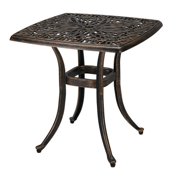 21.3-inch Square Courtyard Cast Aluminum Table In Antique Bronze Color