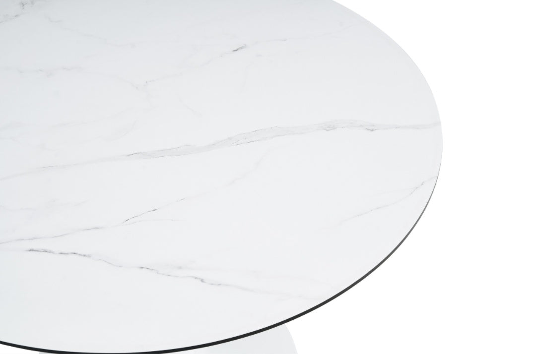 TULIP DINING TABLE ,Dia. 106cm ROUND, WHT, MARBLE WHT, 1pc Per Ctn