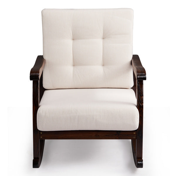 Carbonized Cedar With Detachable Beige Cushion Rocking Chair