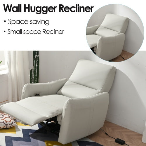 Wall Hugger Recliner,Power Recliner Chair,Electric Recliner For Living Room,PU Leather Reclining Armchair For Small Space,Reclining Sofa For Bedroom Apartment RV,with USB Port