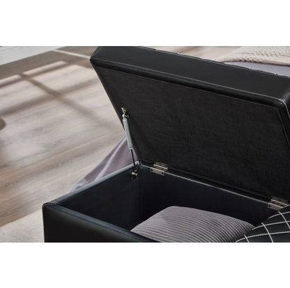 56.7 Bed Bench With Storage Black Leather