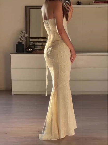 Sexy Embroidered Strapless Butt-covering Two-piece Dress