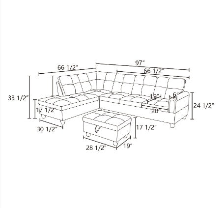 Dark Brown Flannel Living Room Sofa Set