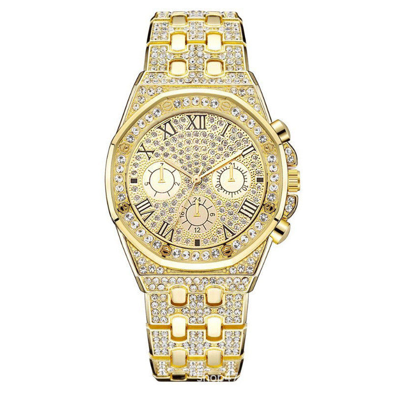 Watch Men's Diamond Large Dial Quartz Watch