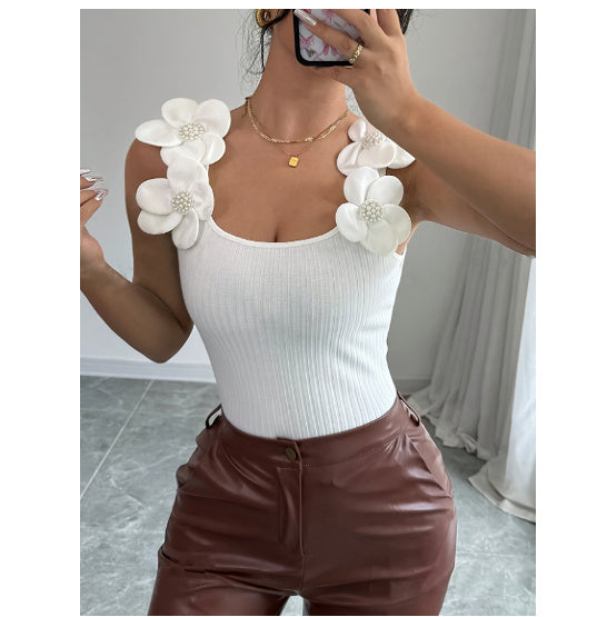 Three-dimensional Flower Elegant Spring And Summer Knitted Vest