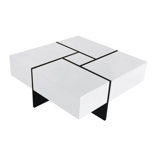 Unique Design Coffee Table With 4 Hidden Storage Compartments