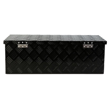 30 Inch Heavy Duty Black Aluminum 5 Bar Tread Tool Long Box Truck Pickup Trailer Toolbox Underbody Storage  Lock   Keys