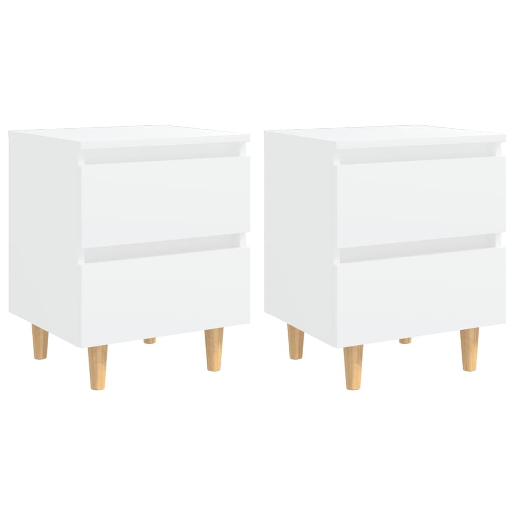 vidaXL Bed Cabinets with Solid Pinewood Legs 2 pcs White 40x35x50 cm