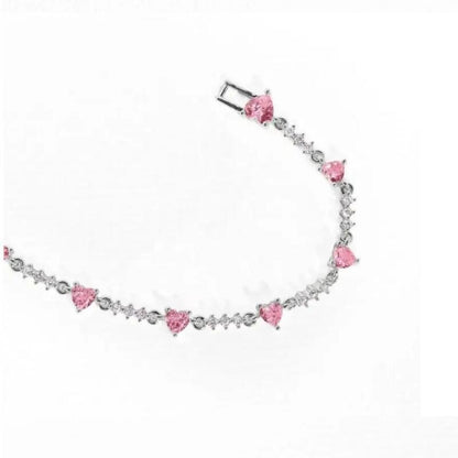 Sweet Bow Heart Rhinestone Bracelet Y2K Ins Fashion Chain Bracelet Valentine's Day