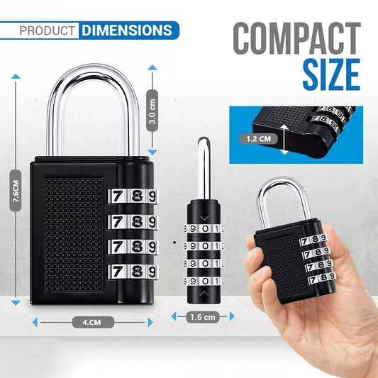 2x 4 Digit Combination Padlock Heavy Duty Outdoor Lock Gym Travel Luggage Locker