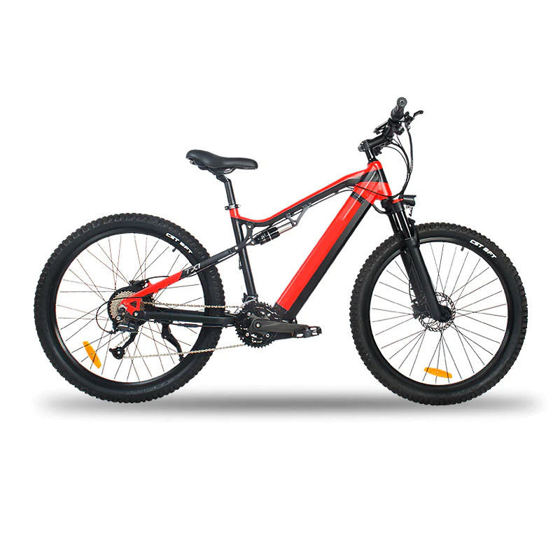 Red 500W Electric Ebike - 27.5 Inch Electric Mountain Bicycle 48V 27 Speed - Bafang Motor