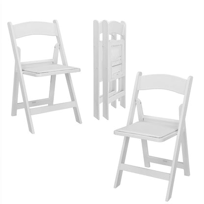 4pcs White All Plastic With Cushion, Courtyard Plastic Folding Chair