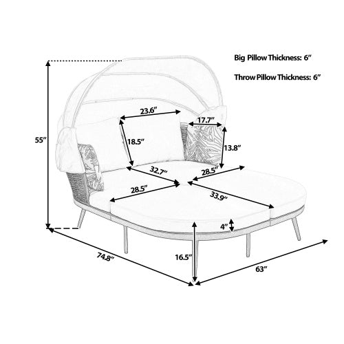 Terrace Daybed With Retractable Sunshade