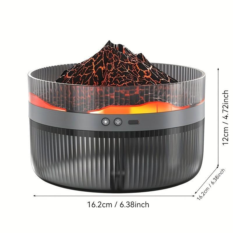 2 Color LED Mood Simulation Volcano Flame Light Humidifier -2L Large Capacity, Aromatherapy Diffuser With Timer, Auto Shutoff, Ultra Quiet Operation, Suitable For Bedroom, Office, Living Room Portable