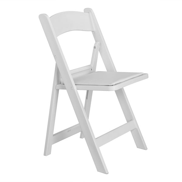 4pcs White All Plastic With Cushion, Courtyard Plastic Folding Chair