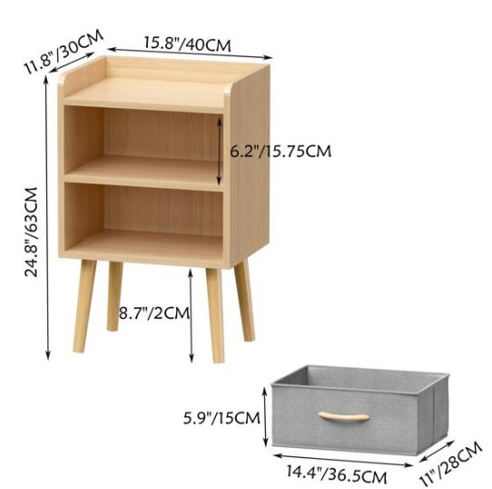 Bedside Table With Foldable Fabric Drawers