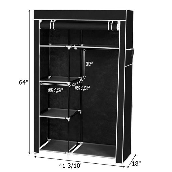 16 Tube Non-woven Fabric Wardrobe With 4 Layers And 6 Compartments