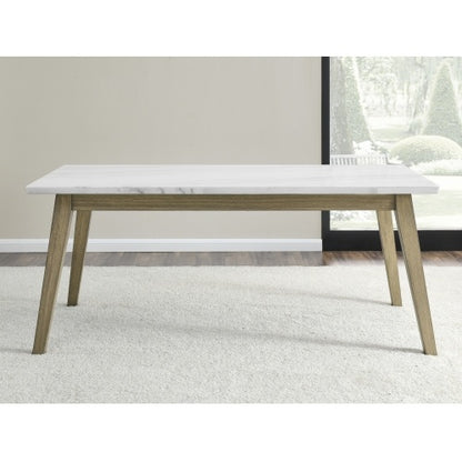 Vida - White Marble Top Dining Table - Brown White