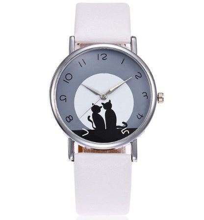 Nouveau Mode Belle Chat Montre En Cuir  Femmes Montres Quartz