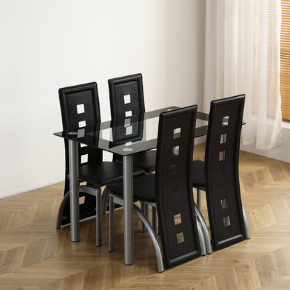 Black And Clear Dining Table Set