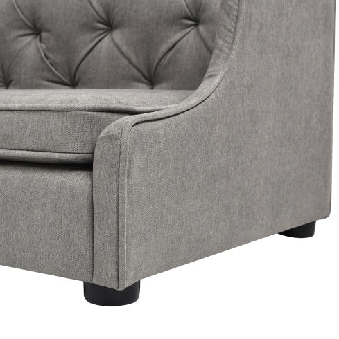 Robin 35 Tufted Wingback Pet Sofa Bed, Medium, Uptown Gray Stain Resistant High Performance Polyester