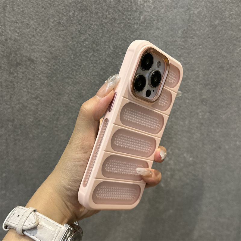 Breathable Heat Dissipation Mesh Case For ApplePhone 15 14 13 12 11 Pro Max Plus Matte Cooling Metal Lens Ring Hard Bumper Cover