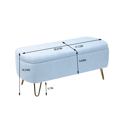 Blue Bedside Storage Footstool