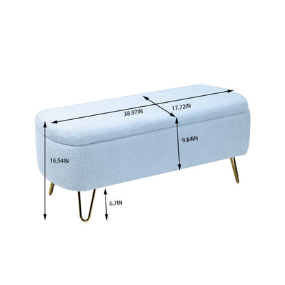 Blue Bedside Storage Footstool