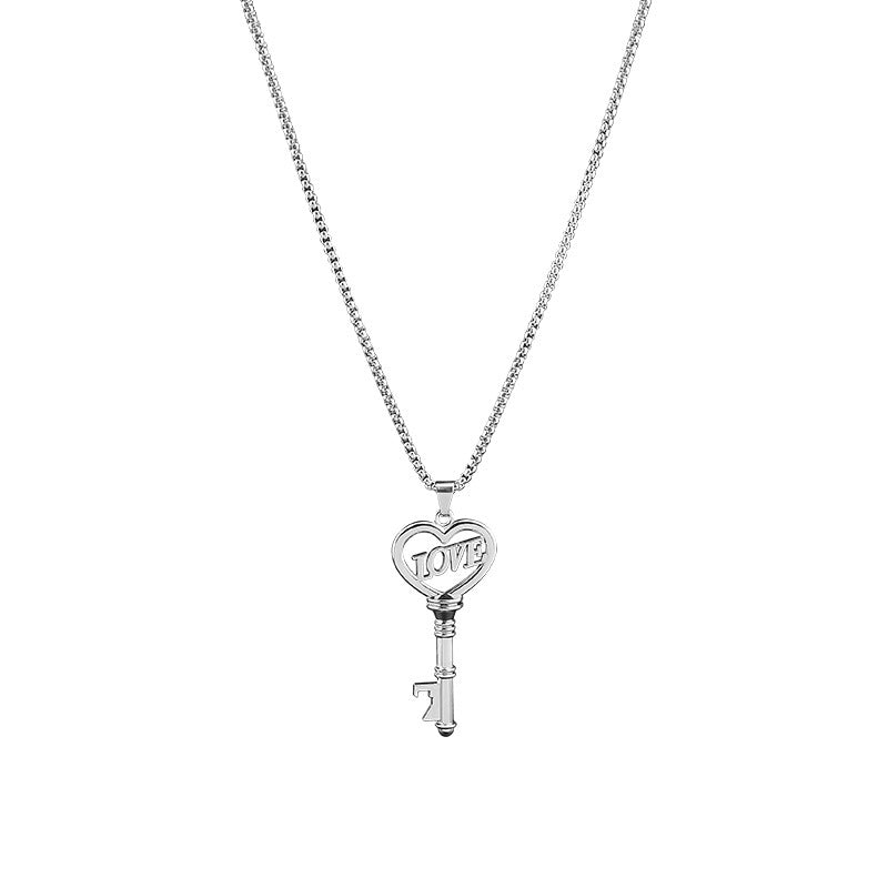 Stainless Steel Necklaces Sweet Heart Key Pendants Choker Chain Korean Fashion Jewelry For Women Jewelry Gifts