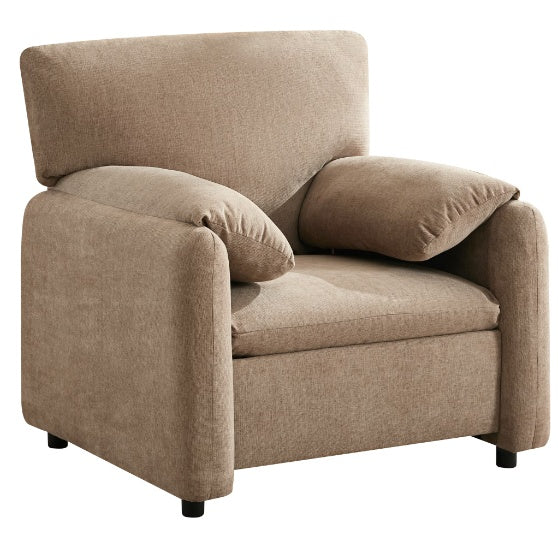 Contemporary Chairs, Oversized Chenille Armchairs, Comfortable Upholstered Single Lounge Armchairs