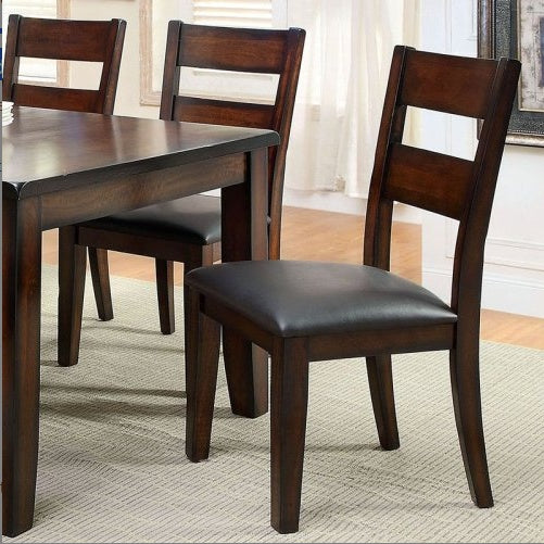 Dark Cherry Finish Solid Wood Transitional Style Kitchen Set Of 2pcs Dining Chairs Bold Sturdy Design Chairs Dining Room Furniture Padded Leatherette Seats