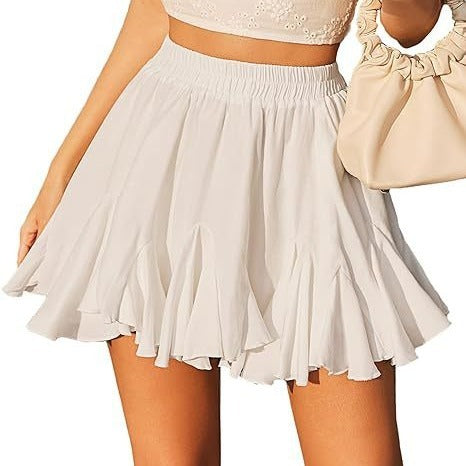 Skirt A- Line High Waist Pleated Mini Elastic Waist