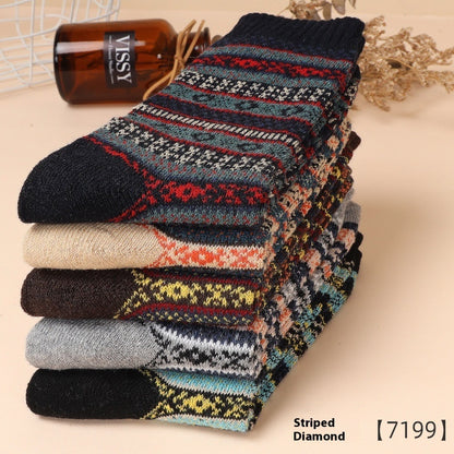 5-10 Pairs Retro Thick Line Men's Stockings Autumn And Winter Warm