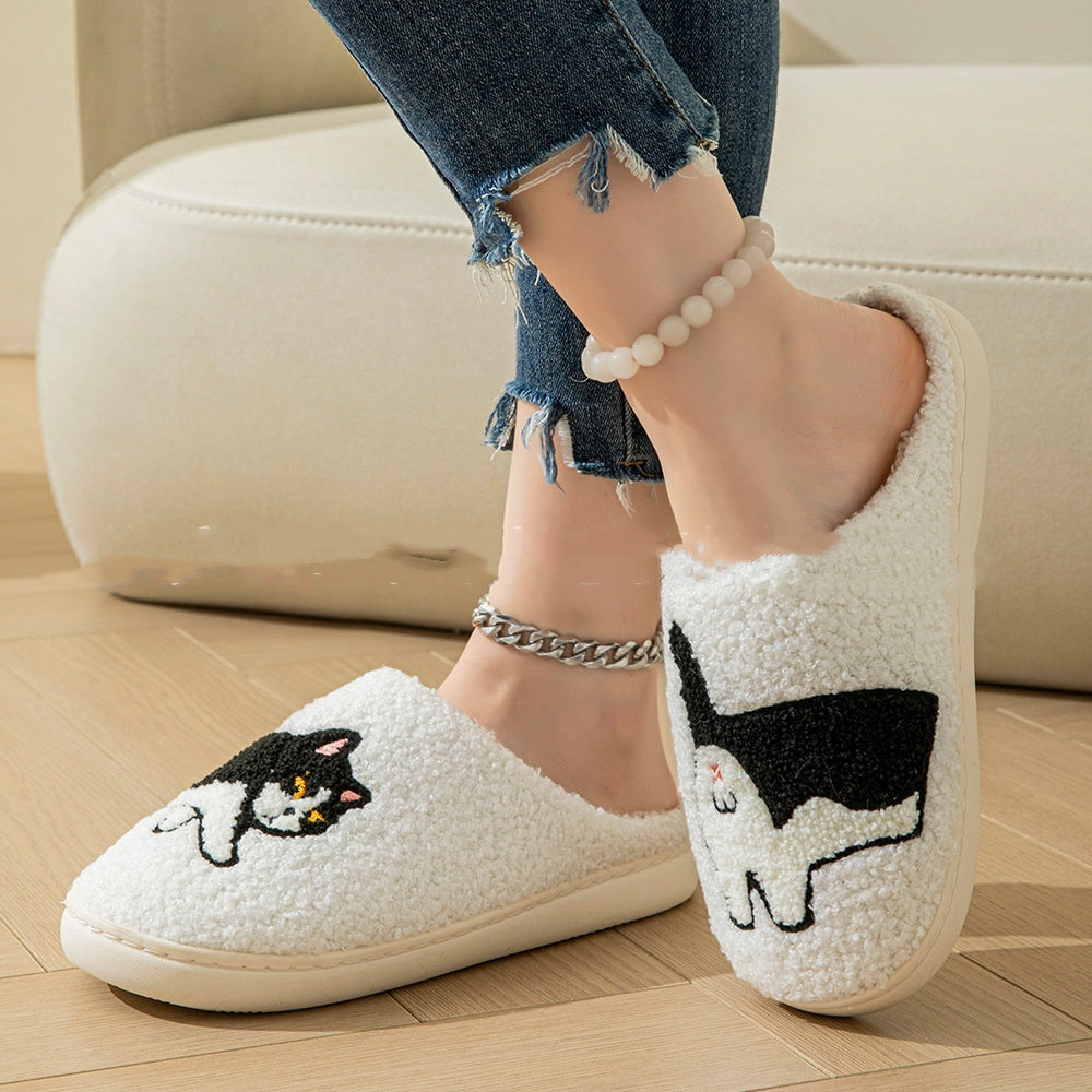 Cartoon Cotton Slippers For Women Men Indoor Outdoor Slippers For Household Autumn And Winter Couples Shoes Fuzzy Warm Soft Slippers